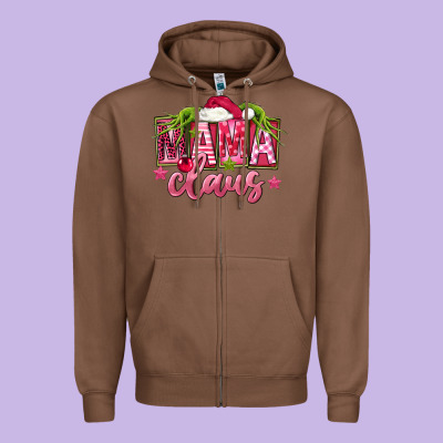 Pink Christmas Mama Claus Zipper Hoodie Designed By Fadigitalartstudio