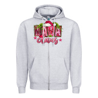Heather Grey Pink Christmas Mama Claus Zipper Hoodie - FaDigitalArtStudio