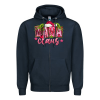 Navy Pink Christmas Mama Claus Zipper Hoodie - FaDigitalArtStudio