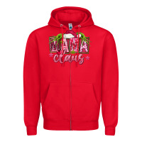 Red Pink Christmas Mama Claus Zipper Hoodie - FaDigitalArtStudio