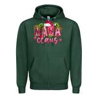 Sports Green Pink Christmas Mama Claus Zipper Hoodie - FaDigitalArtStudio