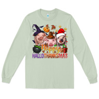 Matcha Happy Hallothanksmas Pigs Long Sleeve Tee - NancyCooperArtShop