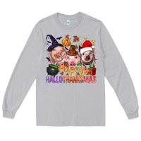 Moon Dust Happy Hallothanksmas Pigs Long Sleeve Tee - NancyCooperArtShop
