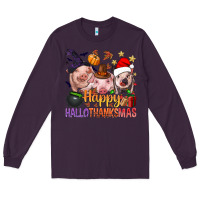 Plum Happy Hallothanksmas Pigs Long Sleeve Tee - NancyCooperArtShop