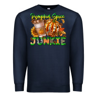 Navy Pumpkin Spice Junkie Premium Sweatshirt - CowhideDigitalArt
