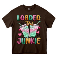 Chocolate Brown loaded tea junkie Heavy Core Tee - MaliasSmallBusiness