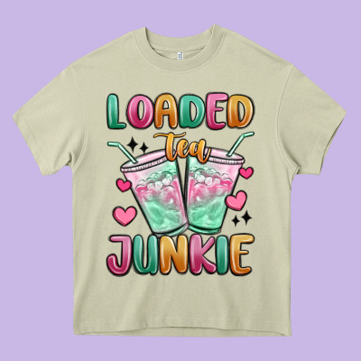 Loaded Tea Junkie Heavy Core Tee Designed By Maliassmallbusiness