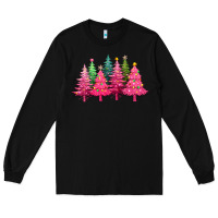 Black christmas tress with lights Long Sleeve Tee - texasbilliewilder