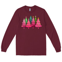 Burgundy christmas tress with lights Long Sleeve Tee - texasbilliewilder