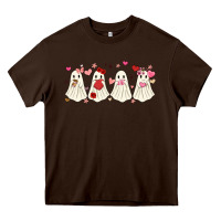Chocolate Brown valentines day ghost Heavy Core Tee - MaliasSmallBusiness