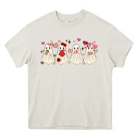Cream valentines day ghost Heavy Core Tee - MaliasSmallBusiness