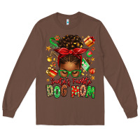 Chestnut santas favorite dog mom afro messy bun Long Sleeve Tee - texasbilliewilder