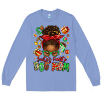 Colony Blue santas favorite dog mom afro messy bun Long Sleeve Tee - texasbilliewilder