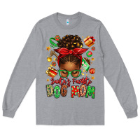 Heather Grey santas favorite dog mom afro messy bun Long Sleeve Tee - texasbilliewilder