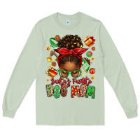 Santas Favorite Dog Mom Afro Messy Bun Long Sleeve Tee | Teevron