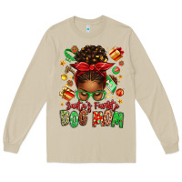 Mushroom santas favorite dog mom afro messy bun Long Sleeve Tee - texasbilliewilder