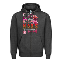 Charcoal Heather eat sleep nails repeat bbs Zipper Hoodie - BundleAndBundleShop