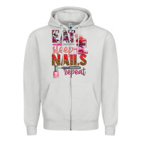 Dove Grey eat sleep nails repeat bbs Zipper Hoodie - BundleAndBundleShop