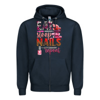 Navy eat sleep nails repeat bbs Zipper Hoodie - BundleAndBundleShop