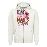 Oatmeal Heather eat sleep nails repeat bbs Zipper Hoodie - BundleAndBundleShop