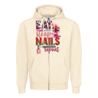 Sandshell eat sleep nails repeat bbs Zipper Hoodie - BundleAndBundleShop