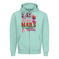 Seafoam eat sleep nails repeat bbs Zipper Hoodie - BundleAndBundleShop
