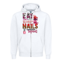 White eat sleep nails repeat bbs Zipper Hoodie - BundleAndBundleShop