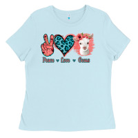 Baby Blue Peace Love Goats Ladies Tee - Jasminsmagicworld