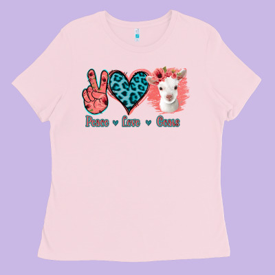 Peace Love Goats Ladies Tee Designed By Jasminsmagicworld
