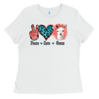 White Peace Love Goats Ladies Tee - Jasminsmagicworld