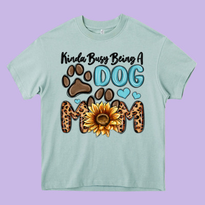 Kinda Busy Being A Dog Mom Heavy Core Tee Designed By Maliassmallbusiness