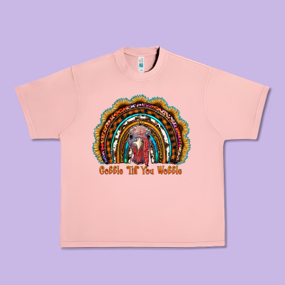 Gobble Till You Wobble Thanksgiving Rainbow Urban Heavy Tee Designed By Ranaportraitstore