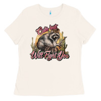 Bone cute but will fight you racoon western Ladies Tee - NancyCooperArtShop