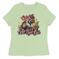 Cute But Will Fight You Racoon Western Ladies Tee | Teevron
