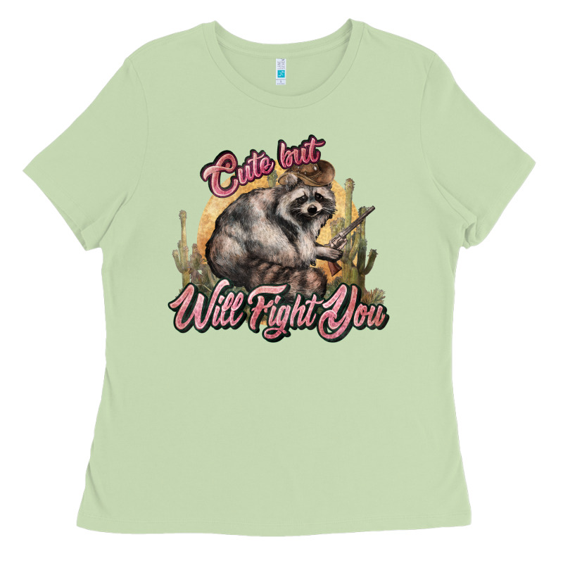 Cute But Will Fight You Racoon Western Ladies Tee by NancyCooperArtShop | Teevron