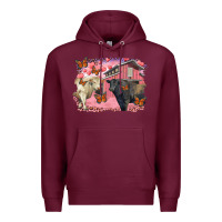 Burgundy valentine's day barn and black angus with charolais Premium Hoodie - RanaPortraitStore