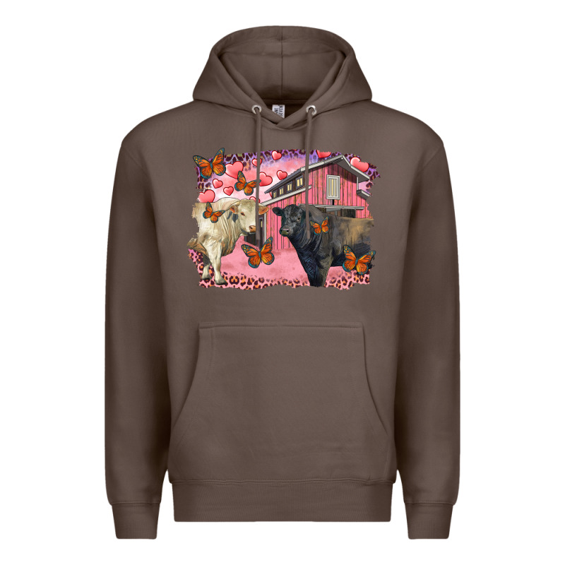 Valentine's Day Barn And Black Angus With Charolais Premium Hoodie by RanaPortraitStore | Teevron