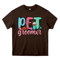 Chocolate Brown pet groomer Heavy Core Tee - MaliasSmallBusiness