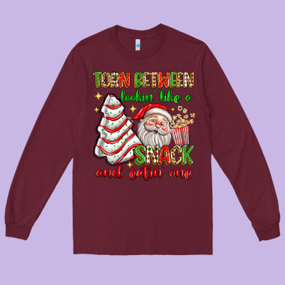 Torn Between Lookin' Like A Snack And Eatin' One Long Sleeve Tee Designed By Texasbilliewilder