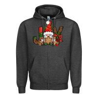 Charcoal Heather joy christmas with gnome bbs Zipper Hoodie - BundleAndBundleShop