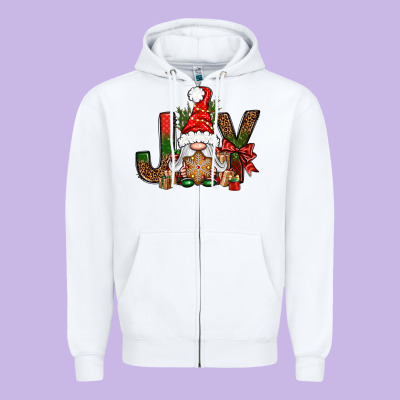 Joy Christmas With Gnome Bbs Zipper Hoodie Designed By Bundleandbundleshop