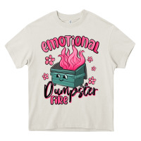 Cream emotional dumpster fire Heavy Core Tee - MaliasSmallBusiness