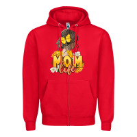 Red Mom life Mother's Day Zipper Hoodie - FaDigitalArtStudio