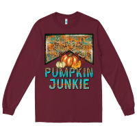 Burgundy Pumpkin junkie Long Sleeve Tee - NancyCooperArtShop