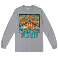 Heather Grey Pumpkin junkie Long Sleeve Tee - NancyCooperArtShop