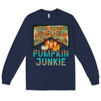 Navy Pumpkin junkie Long Sleeve Tee - NancyCooperArtShop