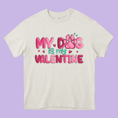 My Dog Is My Valentine Heavy Core Tee Designed By Maliassmallbusiness