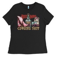 Black busy doing cowgirl shit liquor boots cigarette Ladies Tee - NancyCooperArtShop