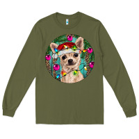 Army Green Christmas Chihuahua Long Sleeve Tee - RanaPortraitStore
