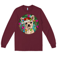 Burgundy Christmas Chihuahua Long Sleeve Tee - RanaPortraitStore